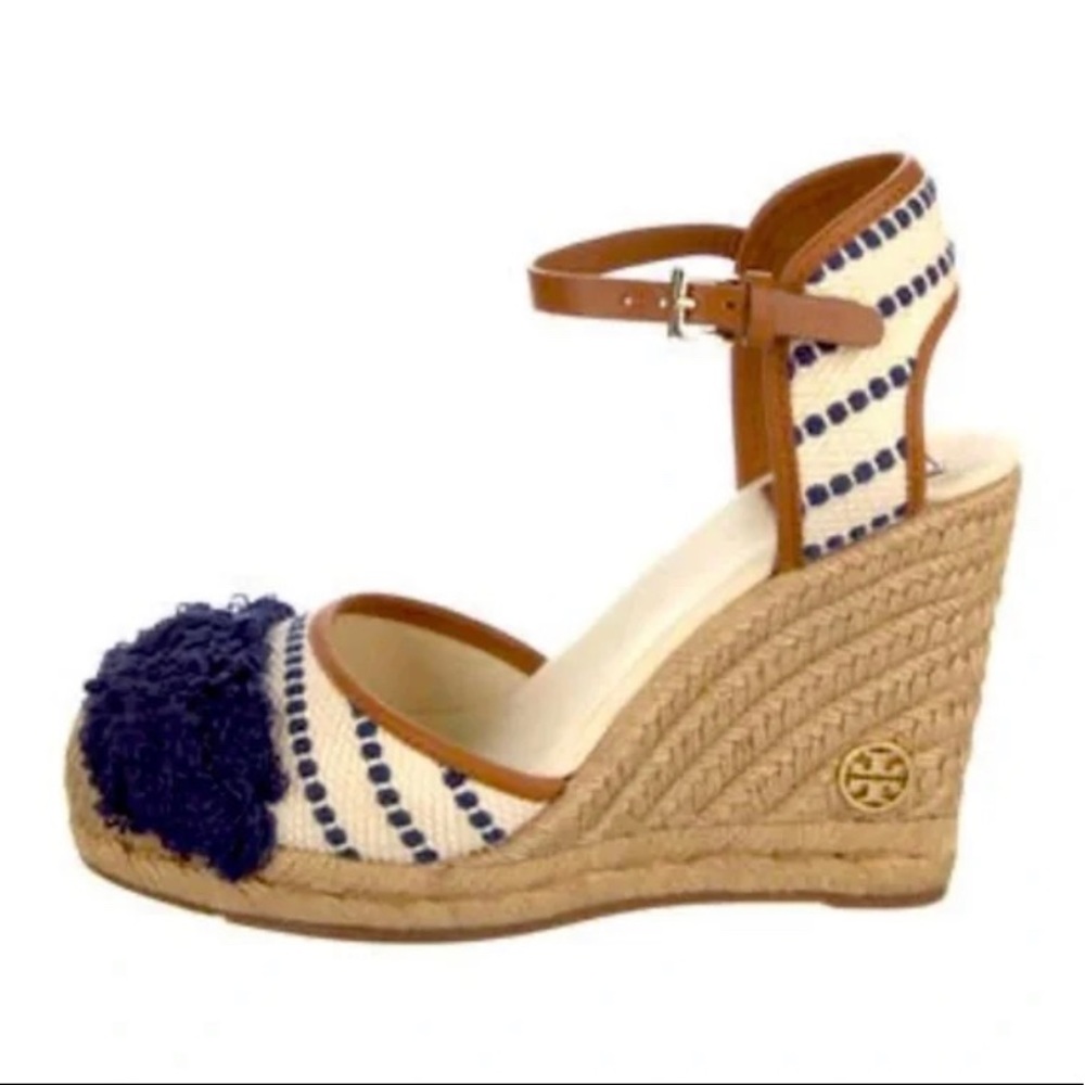 Tory Burch Navy crème wedge Espadrilles